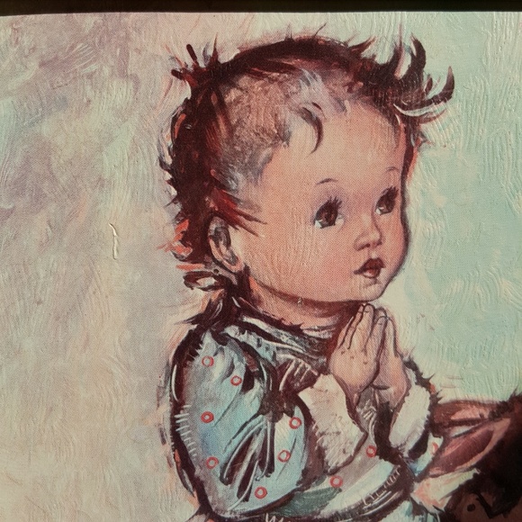 VTG Framed Bukac Litho Art Boy Praying w/Puppy - Picture 7 of 8